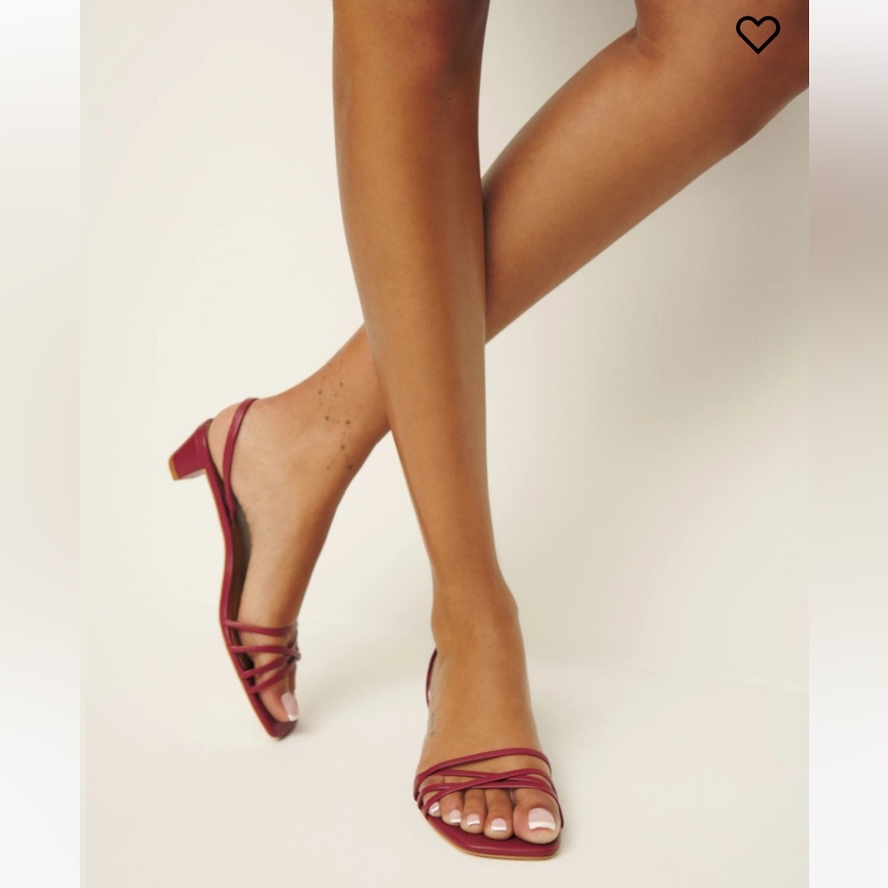 NWT! Reformation Wiley Heeled Sandal in Brick Red Leather/ Size 9